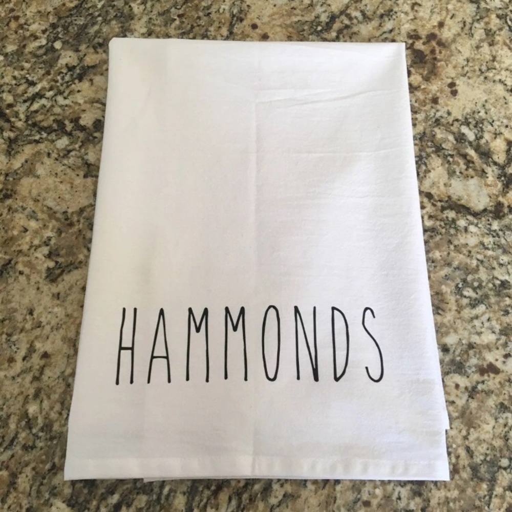 Custom made flour sack towels with last name!